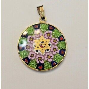 Antica Murrina Venezia Millefiori Floral Star of David 925 Silver Pendant